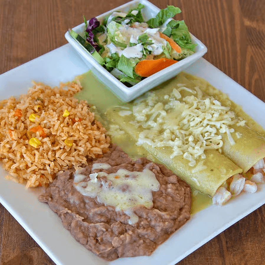 Enchiladas Suizas de Camarón.
