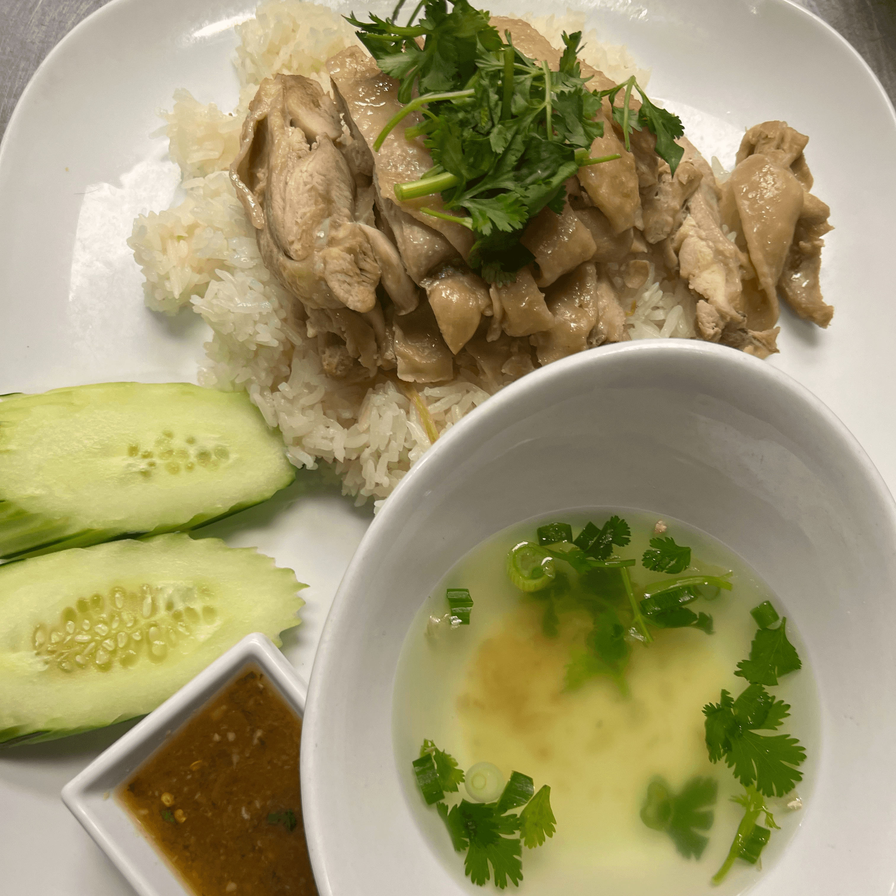 Hainanese Chicken Over Rice (Khao Mun Gai).