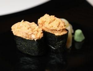 Spicy Cooked Albacore Sushi (2pcs).