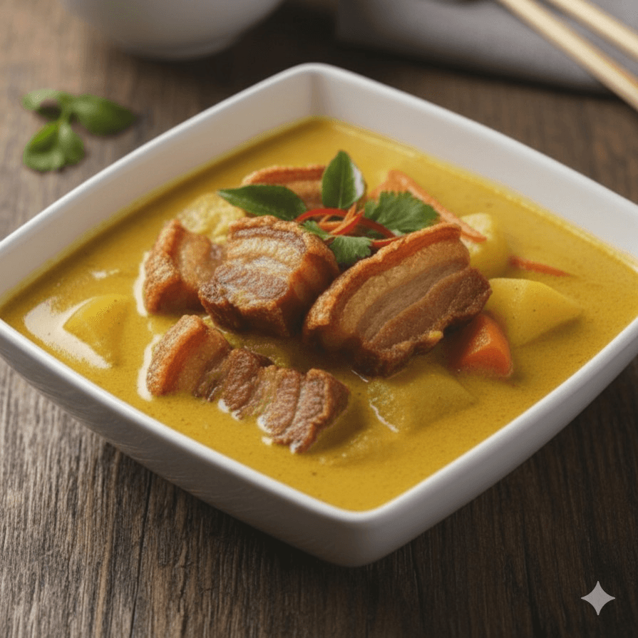 Yellow Curry with Crispy Pork.