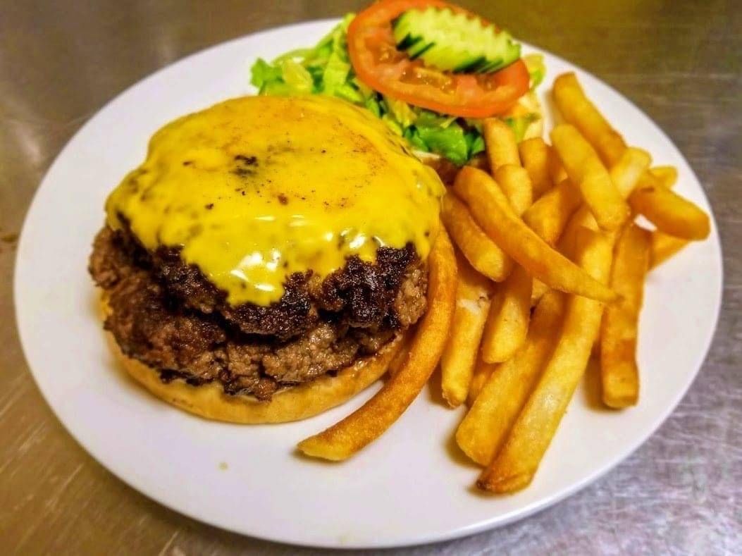 Beef Steak Gourmet Burger 1/2lbs & Fries.