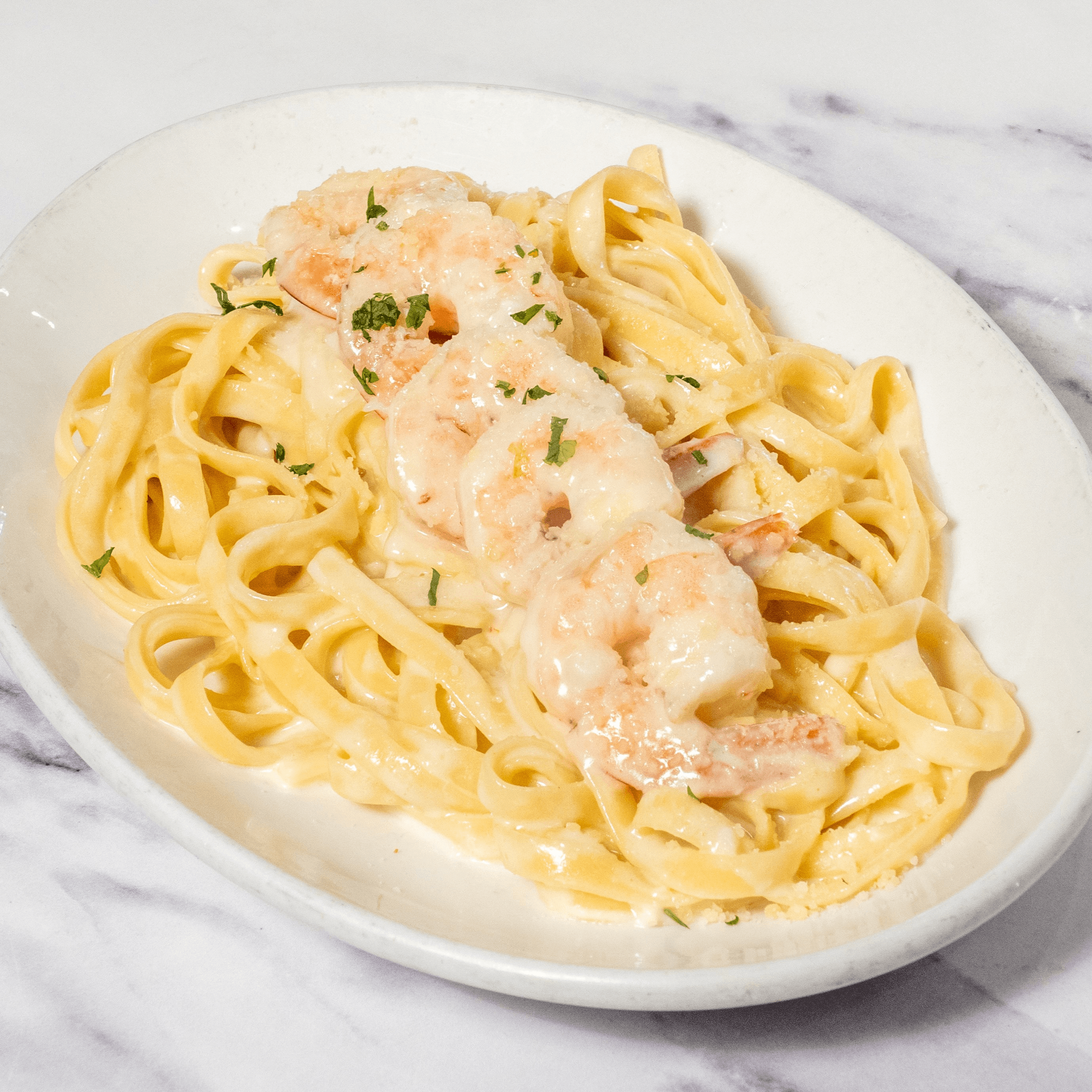 Shrimp Fettuccine Alfredo.