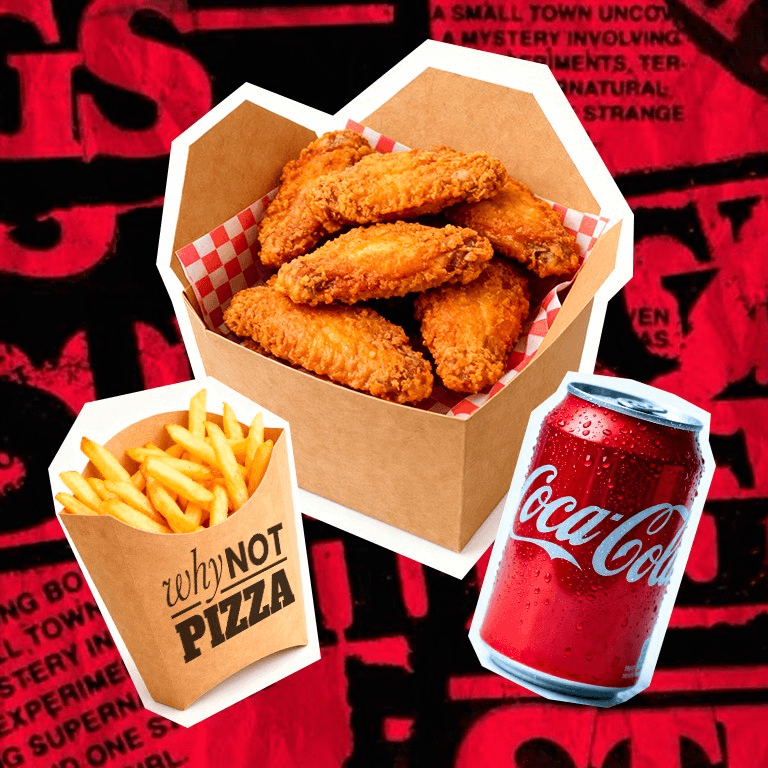 Stranger Things - 6 Chicken Wings + Fries + Can Soda.