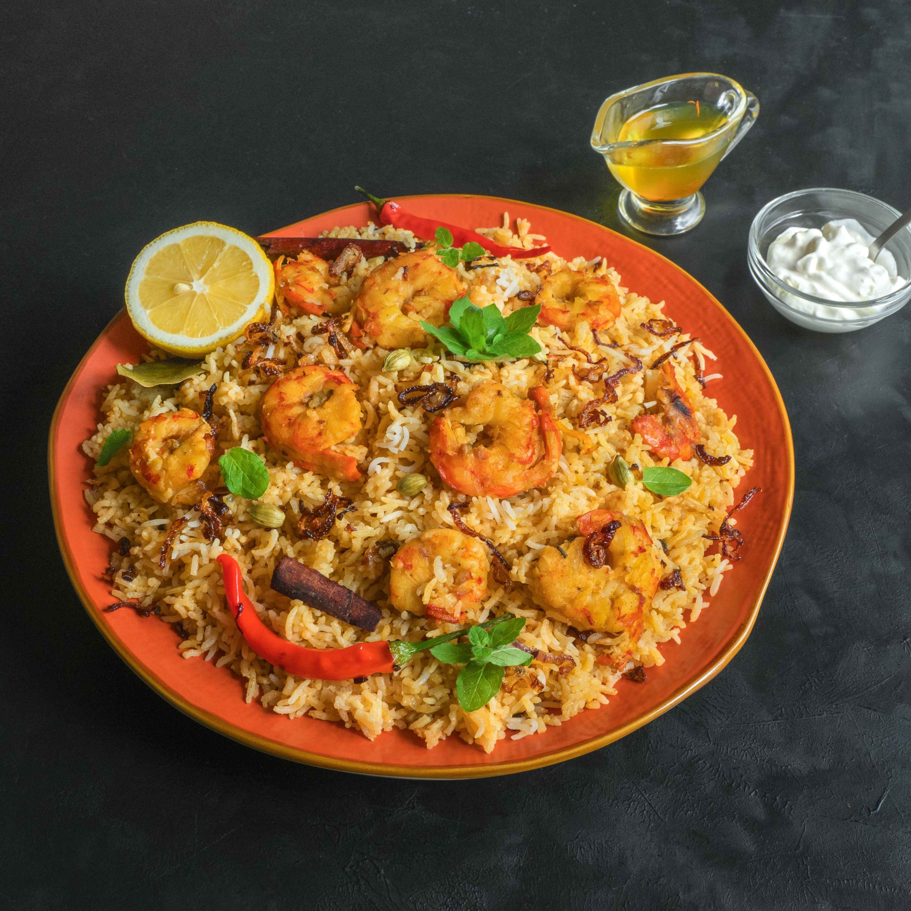 Shrimp biryani.