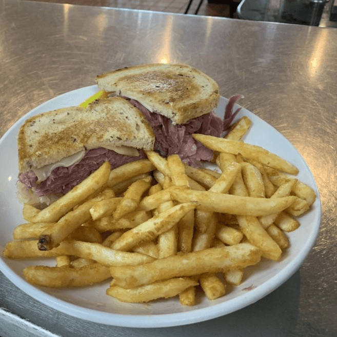 Hot Corned Beef Sandwich.
