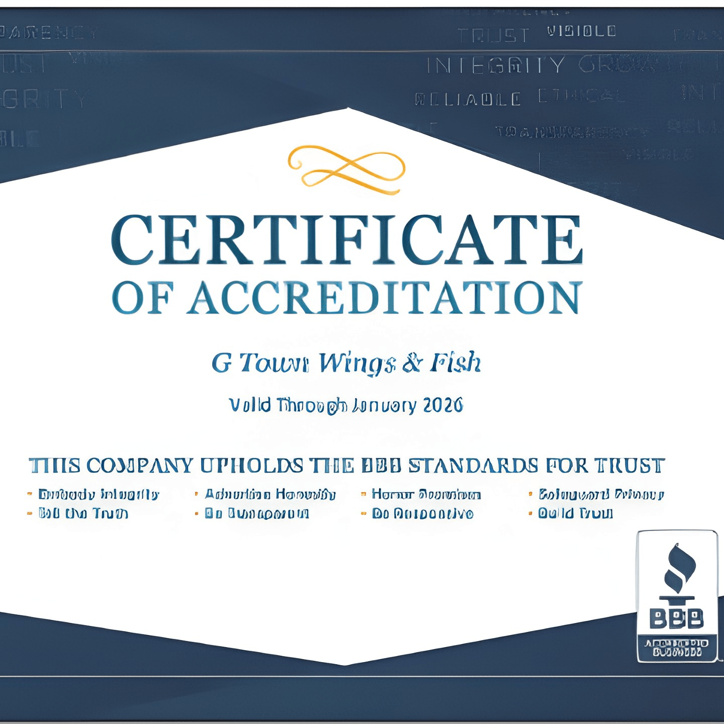 📜 BBB Certificate of Accreditation