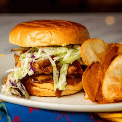 BBQ Chopped Chicken Sandwich w/fries.
