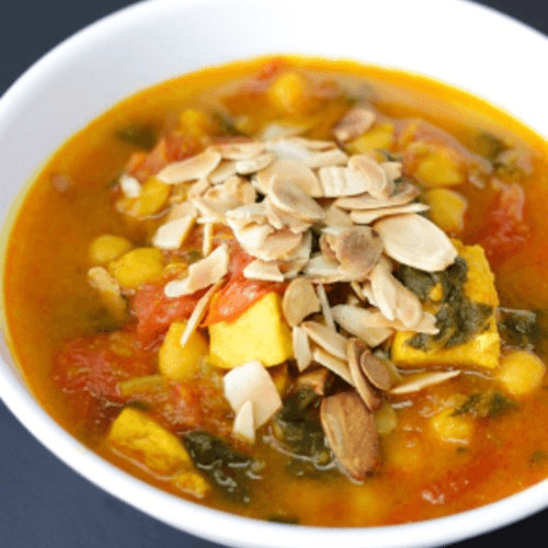Butternut Squash with Chicken & Roasted Almonds Soup.