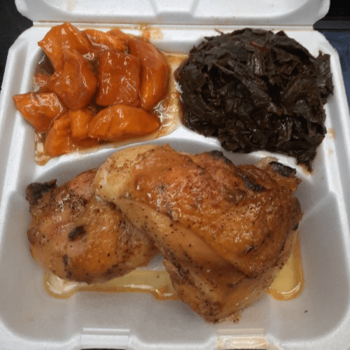 Baked, BBQ or Jerk 1/2 Chicken.
