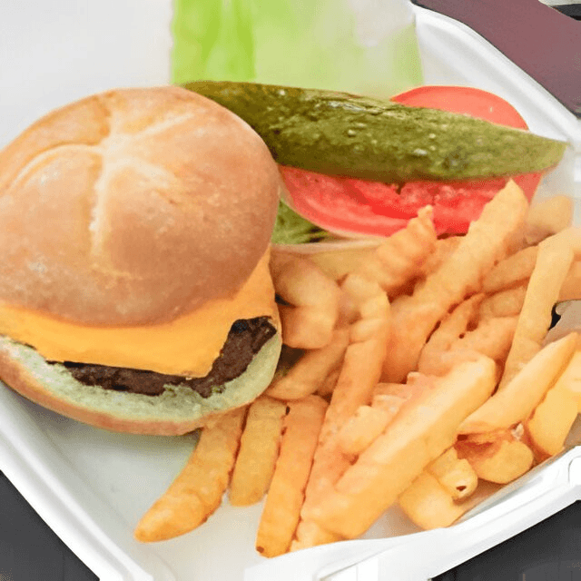 Anthony's gourmet cheeseburger.