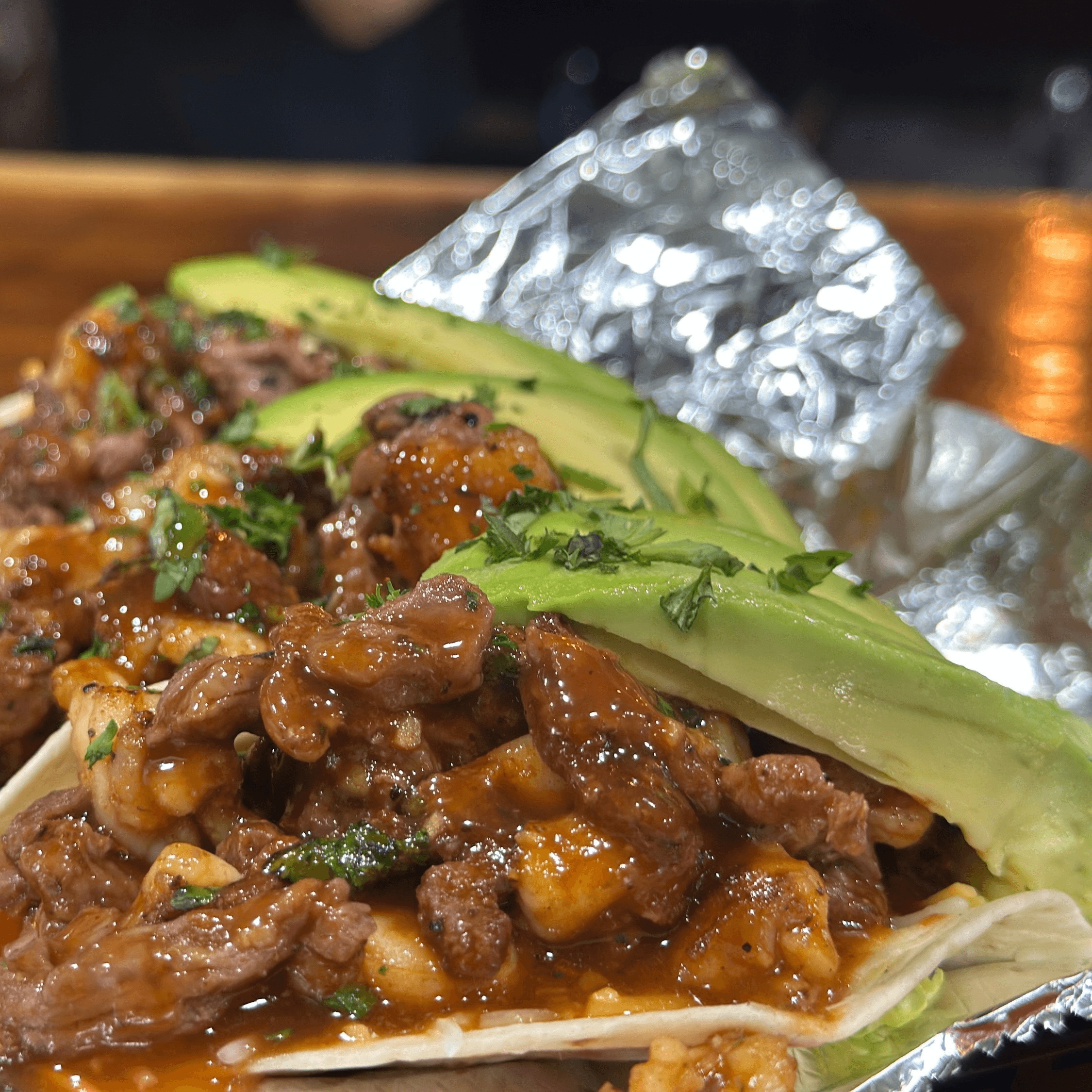 Steak & Shrimp Tacos.