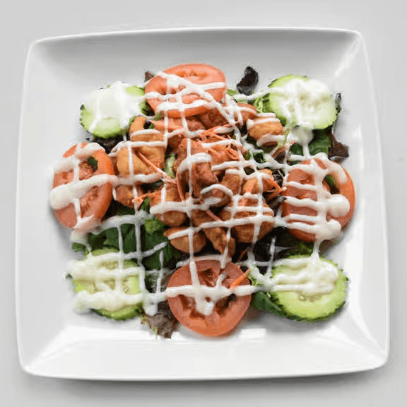 Batter fried shrimp salad.