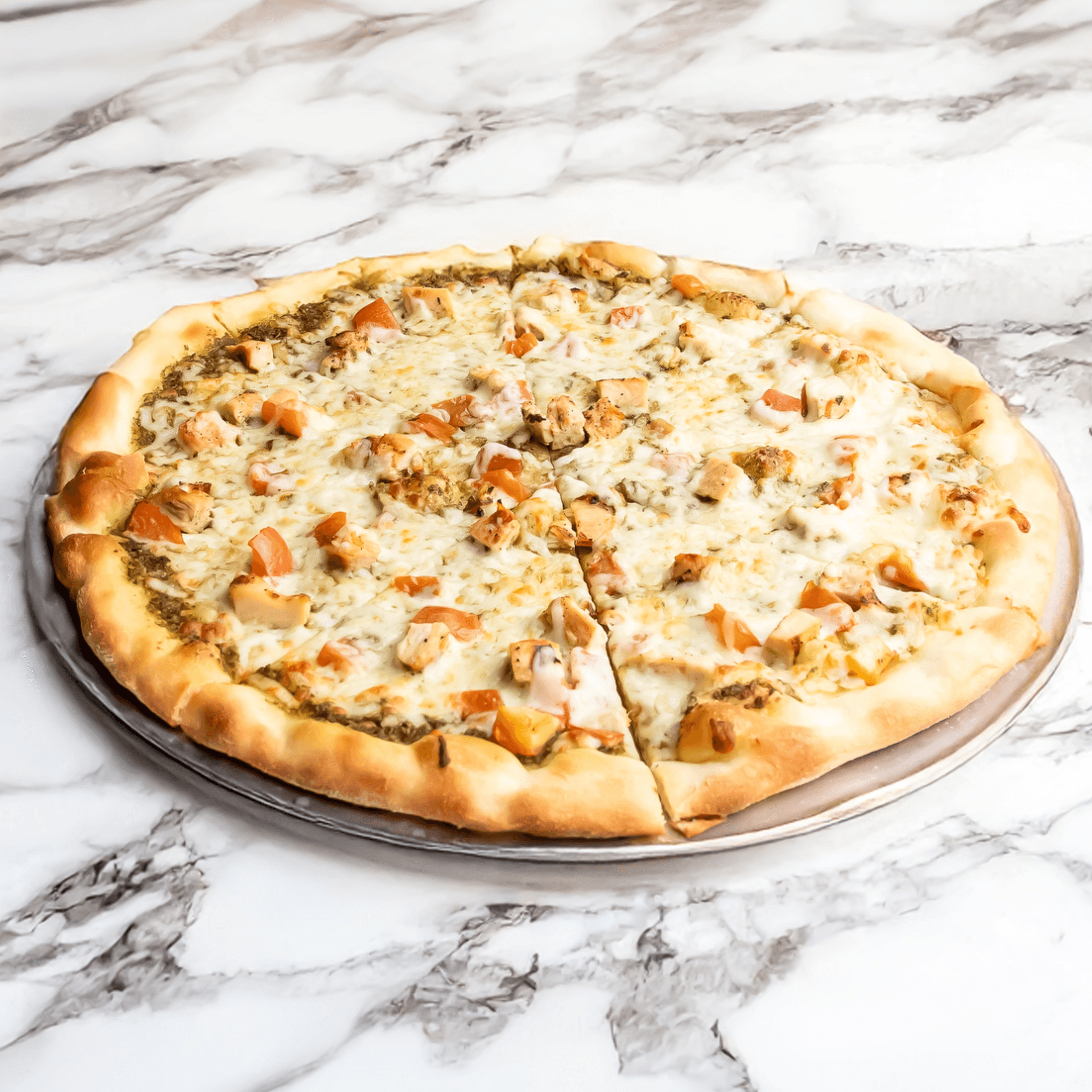 Chicken Pesto Individual Pizza.