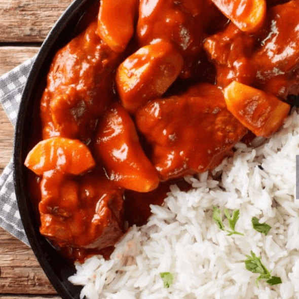 Beef Stew with Side Rice.