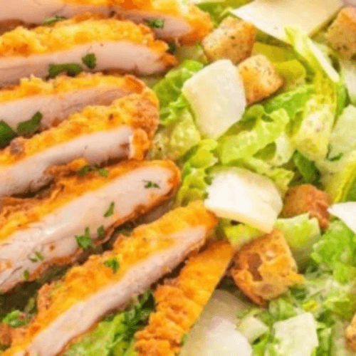 Crispy Chicken Tender Cesar Salad.