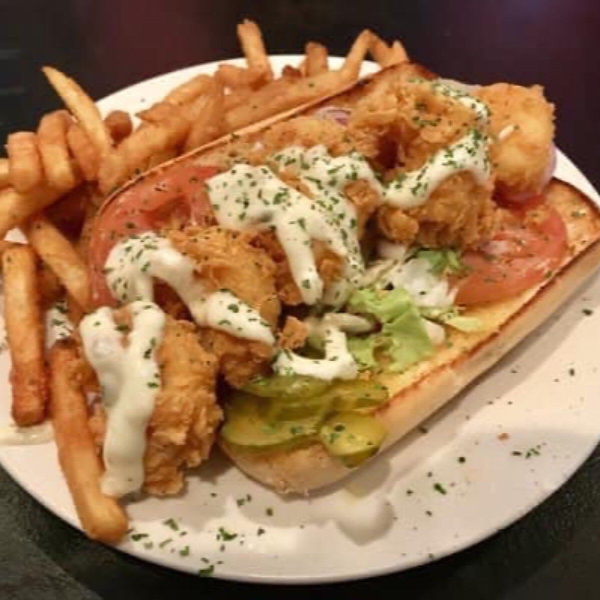 Po Boy Shrimp Sandwich.