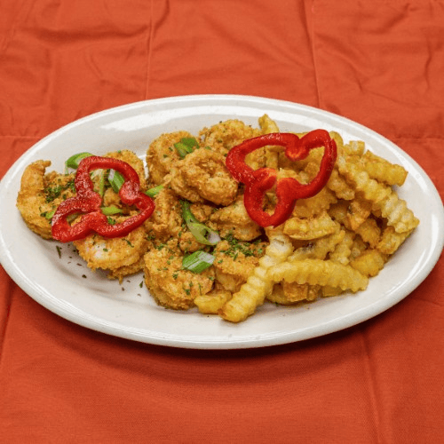 Fried Shrimp with Crinkle Fries.