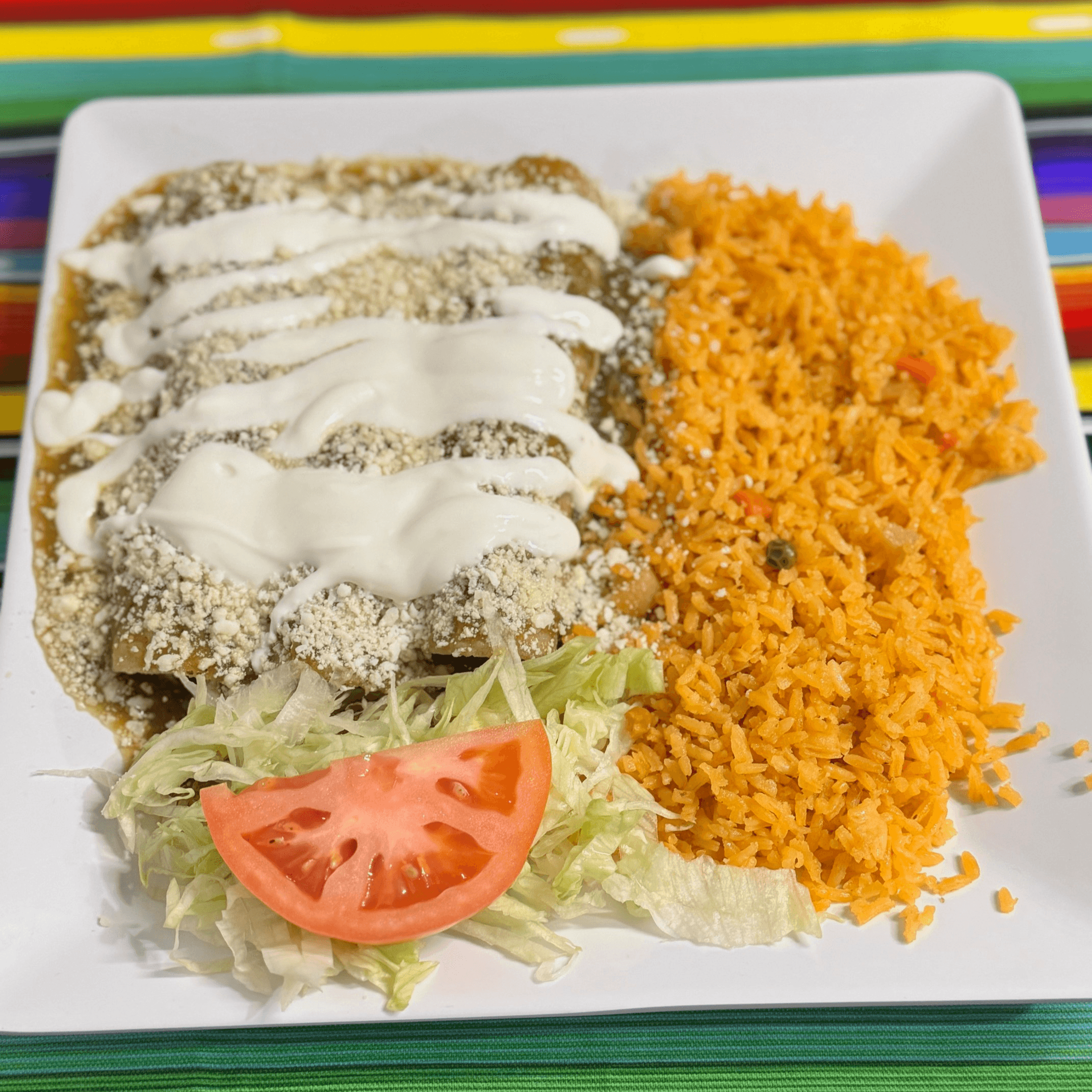 Enchiladas Verdes Platter.