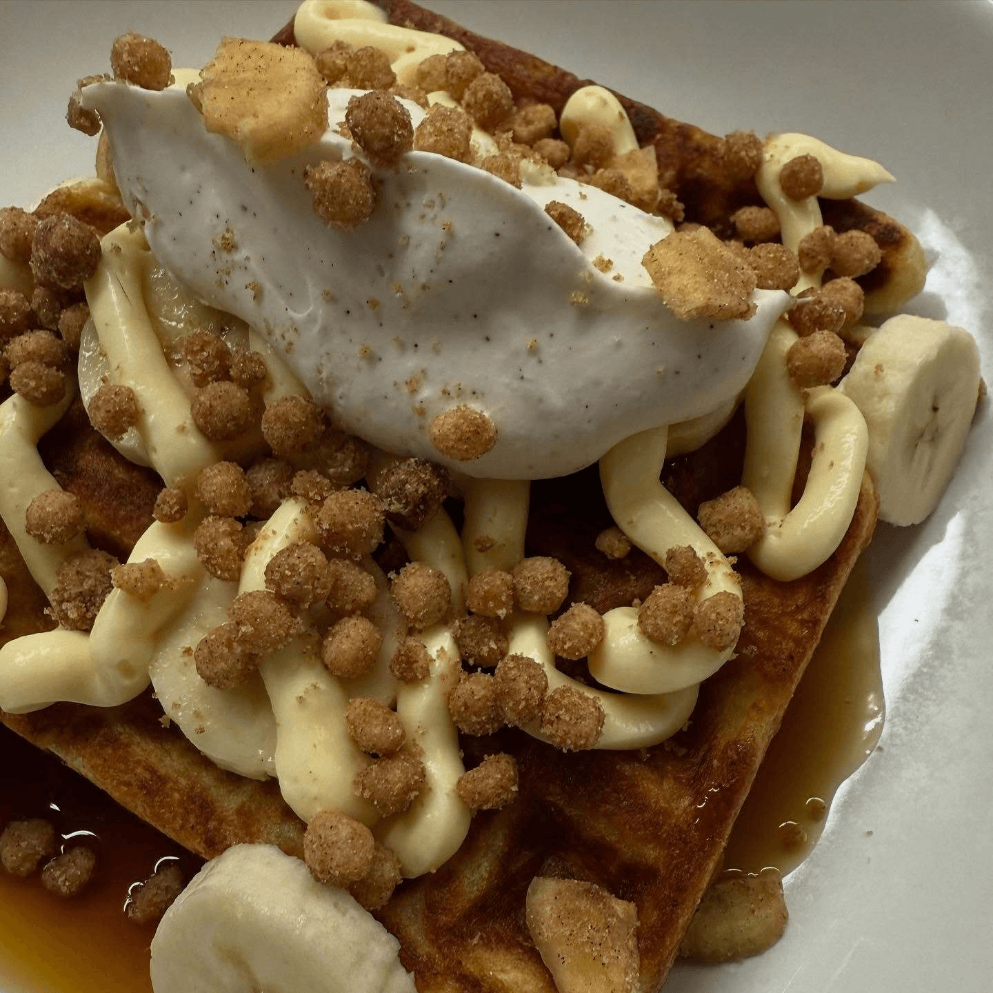 Banana Custard Waffles.