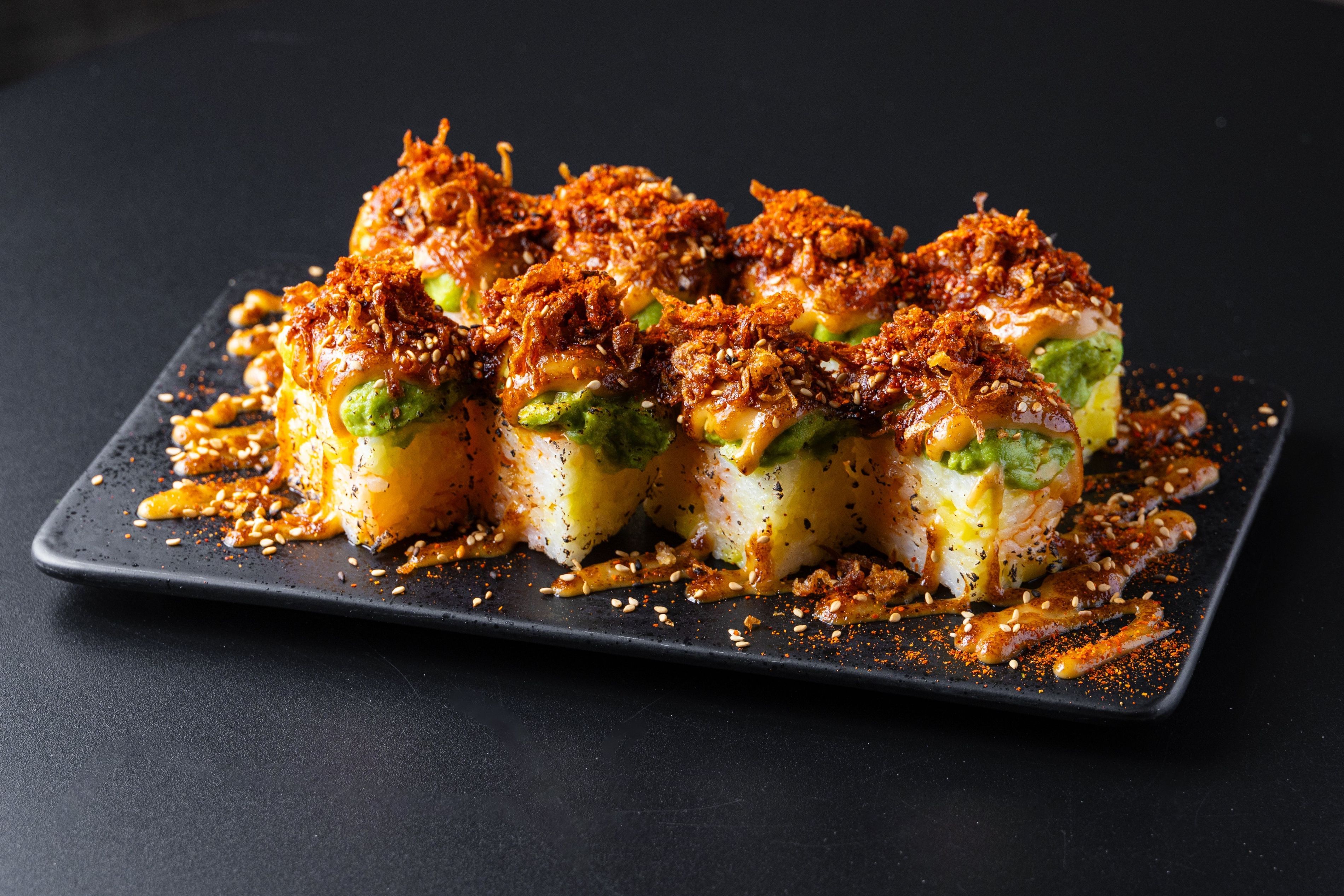 Spicy Roasted Miso Avocado Roll (4 Pieces).
