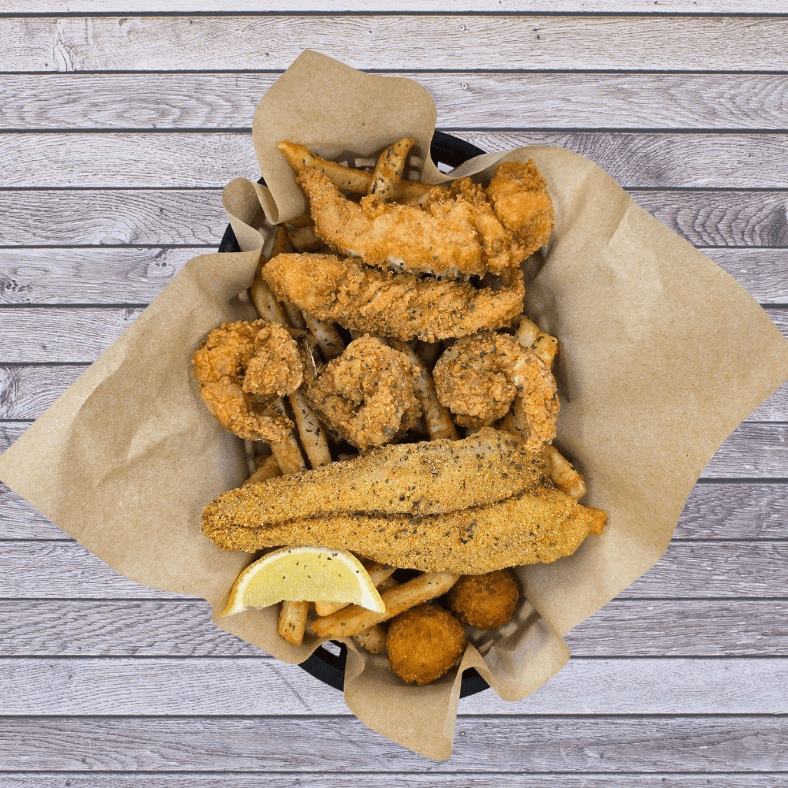 Jumbo shrimp (6), Catfish (1) & Tenders (2) Combo.