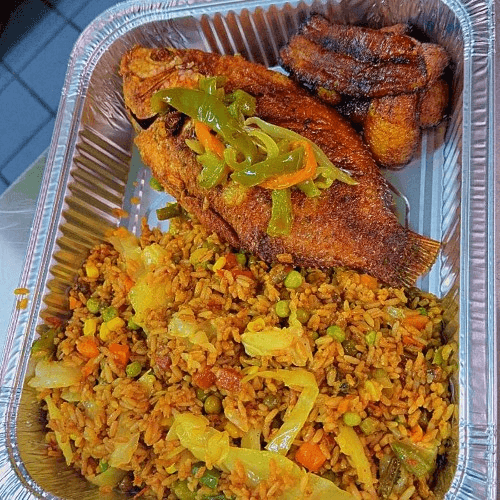 Jollof Rice With Baked Tilapia.