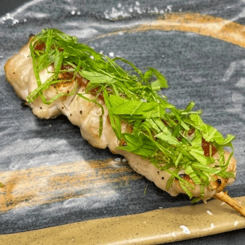 Umeshiso (Jidori Chicken Tender with Plum Paste and Shiso Leaf) Skewer　ささみ梅紫蘇串.