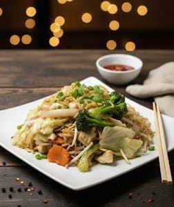 Chow Mein Noodle with Crispy Pork.