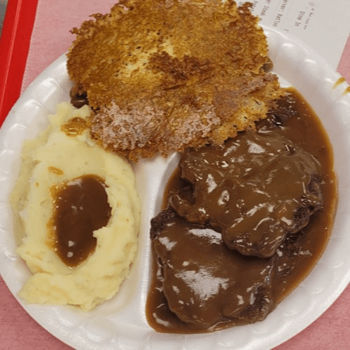 Hamburger Steak and Gravy Basket.