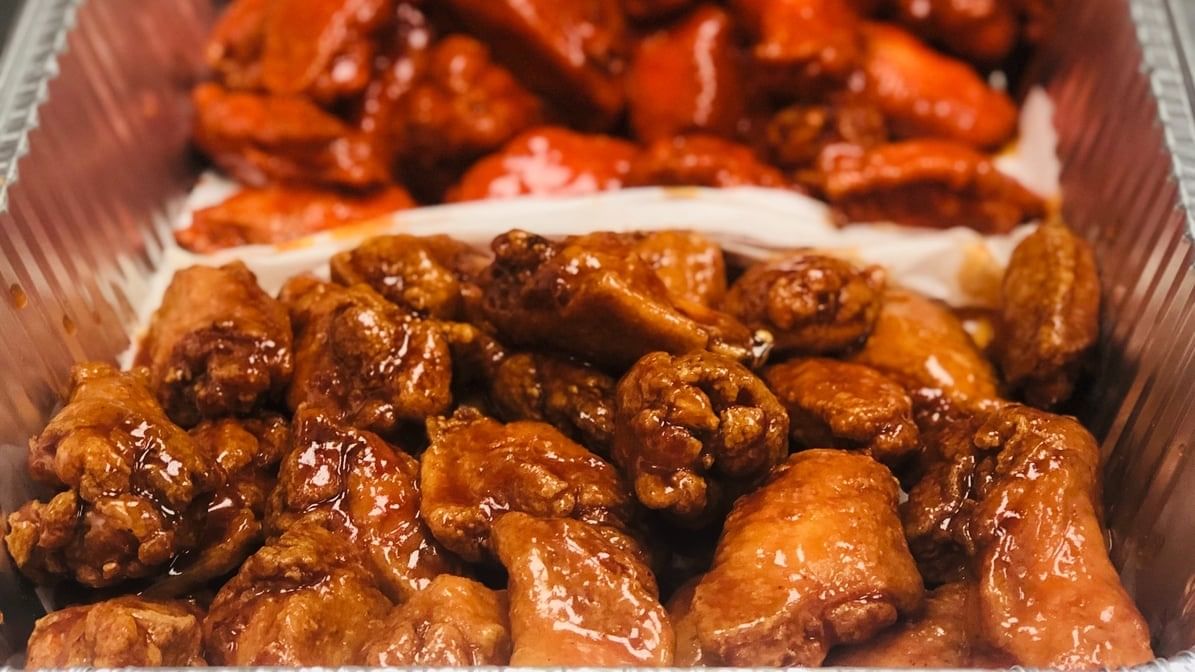 50 1/2 Wings Buffalo/Honey BBQ.