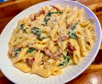 Sun-dried tomatoes pasta.