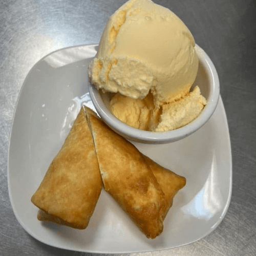 D5: Deep Fried Cheesecake with Ice Cream.