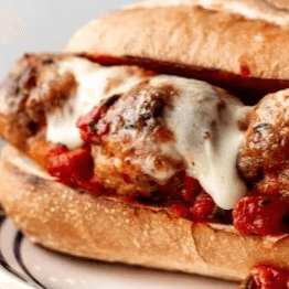 Meatball Parmigiana Sub.
