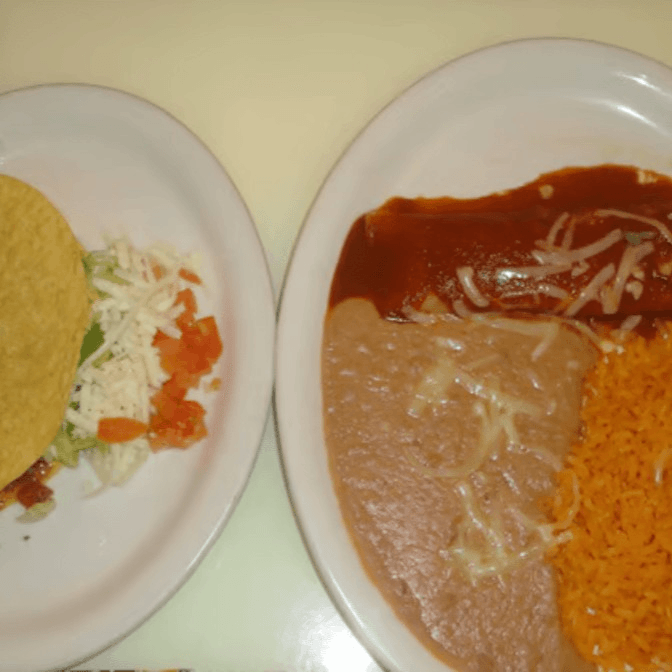 A. One Beef Taco and 1 Beef Enchilada Combo Plate.
