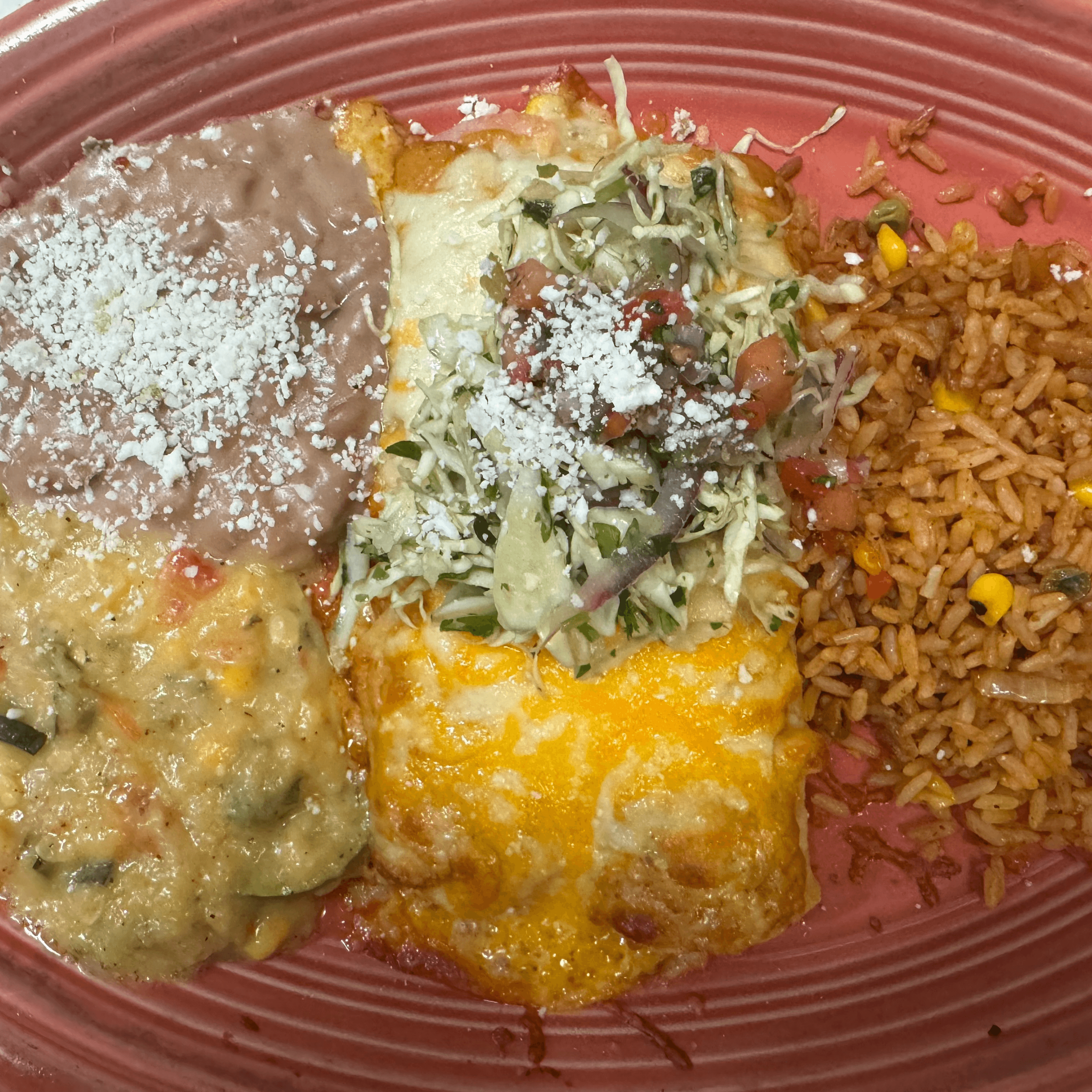 Shrimp Enchiladas Plate.