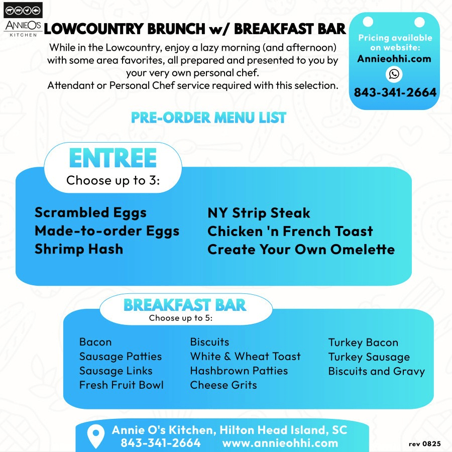 Lowcountry Brunch w/ Breakfast Bar Package.