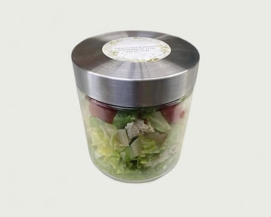 Chicken Caesar in A Jar Just Dress and Shake.