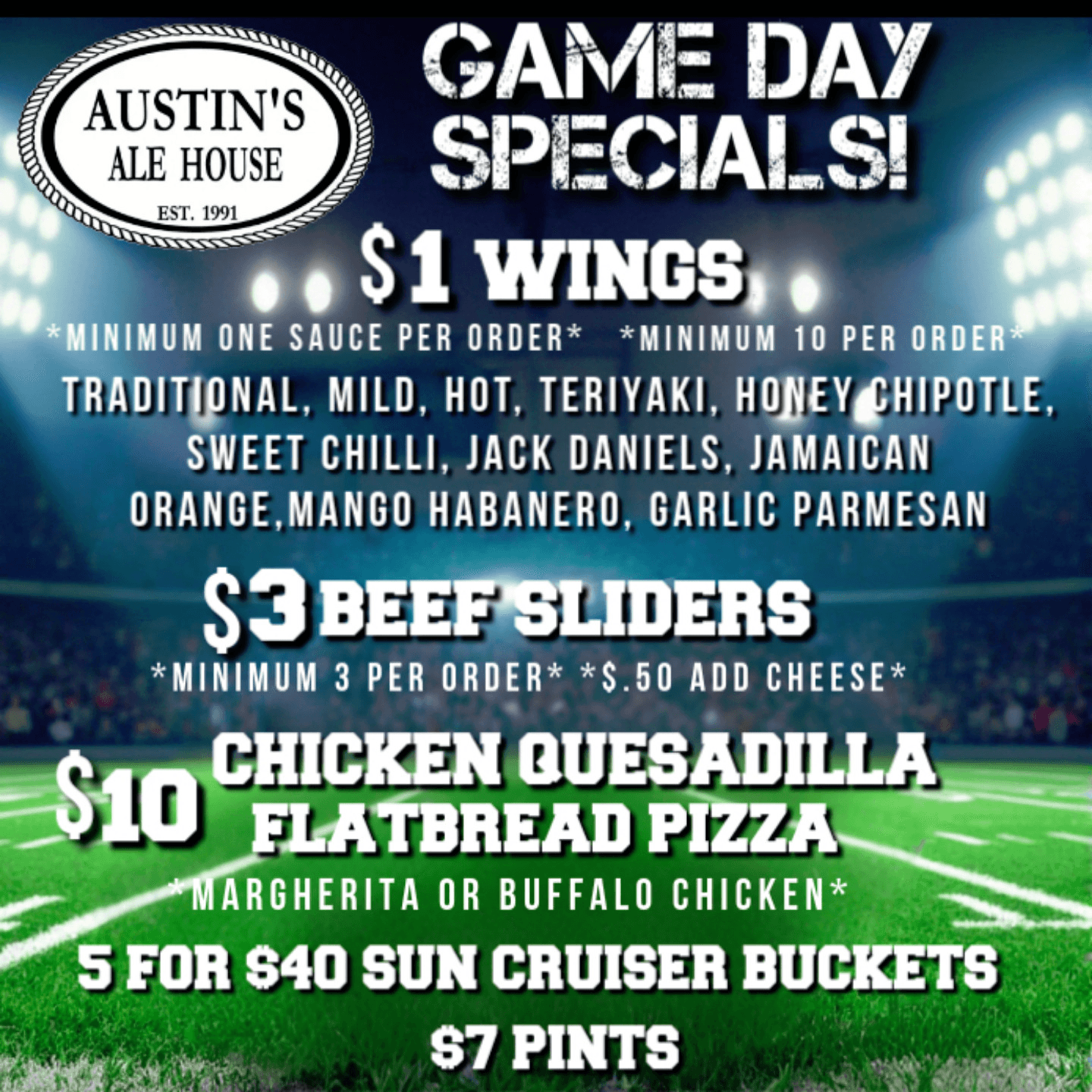 GAME DAY SPECIALS