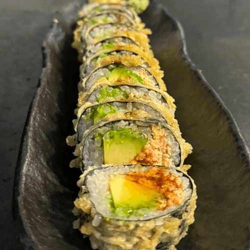 Salmon avocado tempura