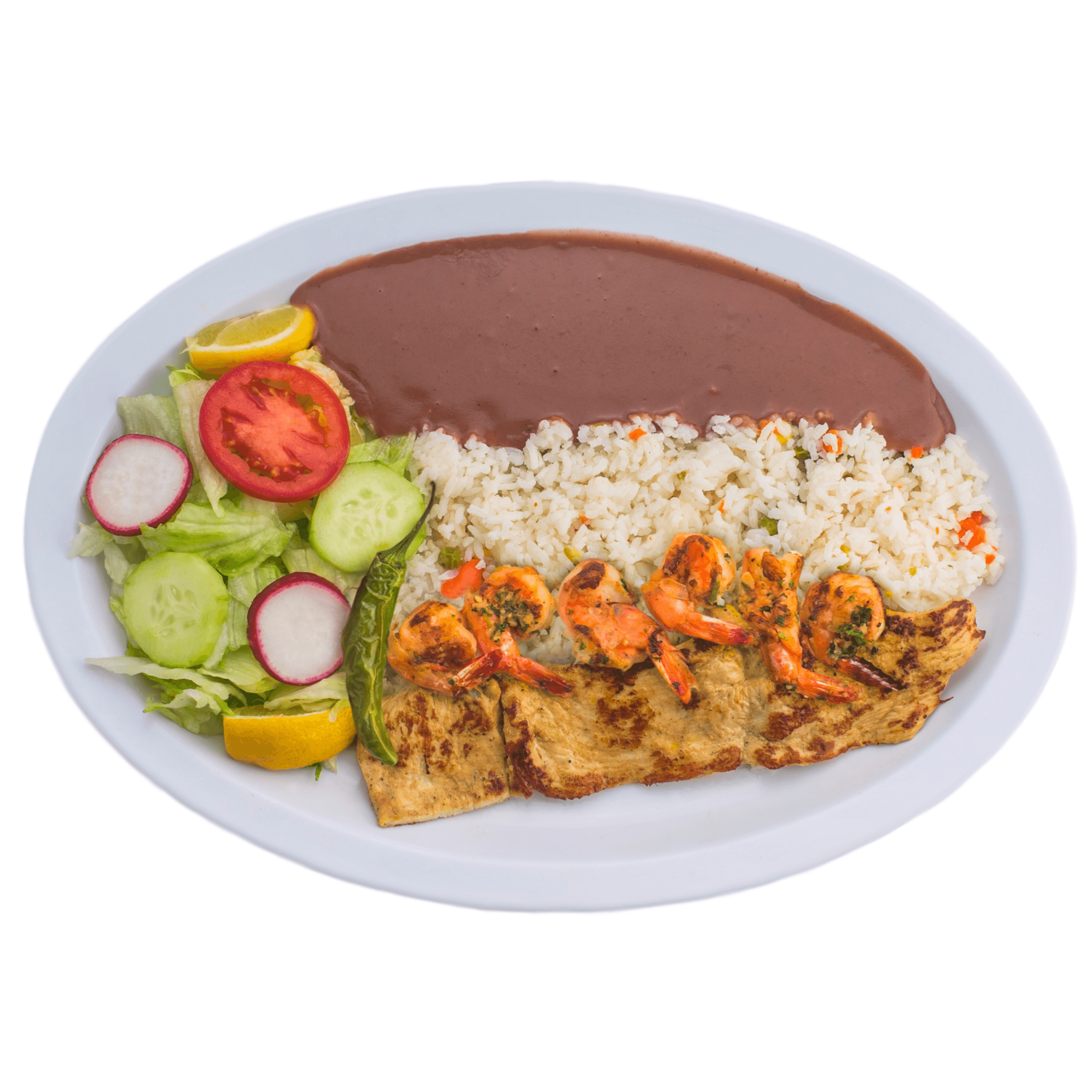 Pechuga De Pollo Y Camarones Al Mojo De Ajo.