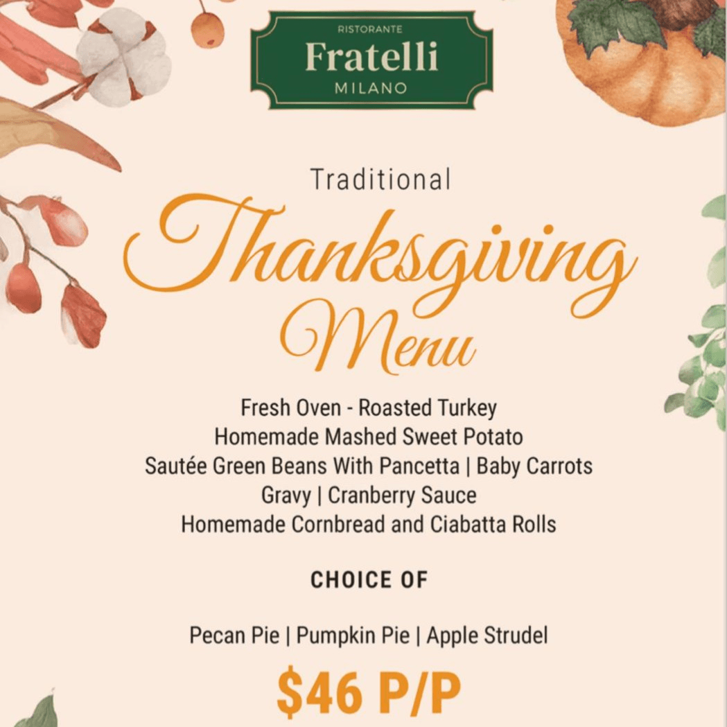 THANKSGIVING MENU - WILL BE AVAILABLE 11/27/2025.