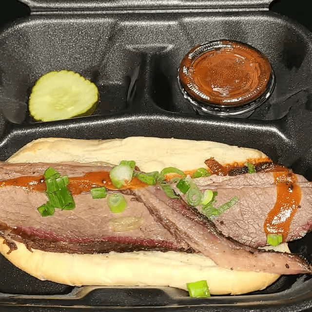 Sliced Brisket Sandwich.