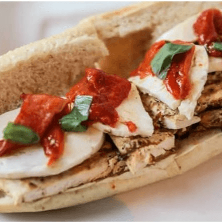 Grilled Chicken Hero with Red Peppers.