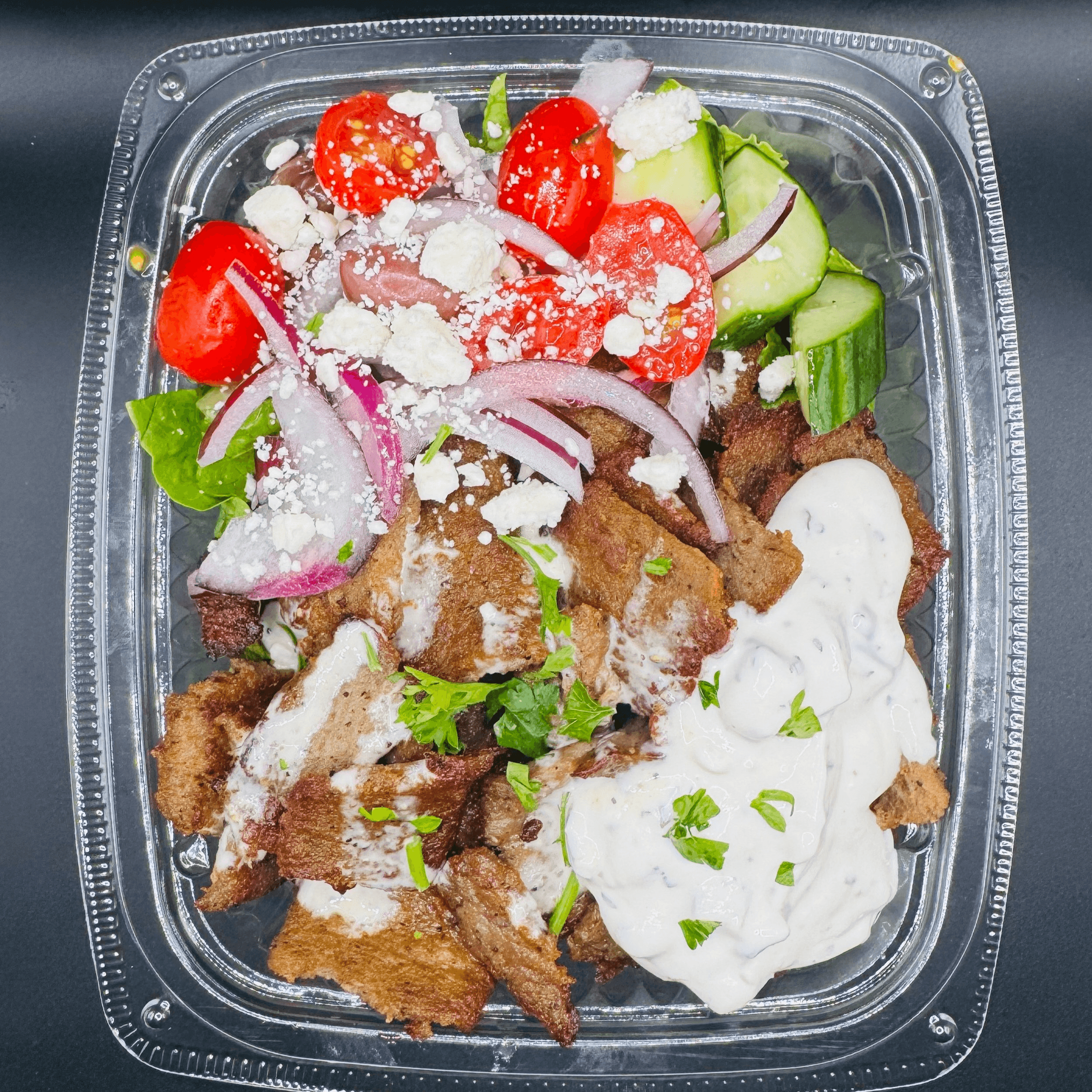 Lamb and Beef Gyro Salad Bowl.