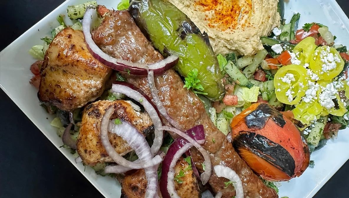 113. Low Carb Lula & Chicken Combo Kebab Plate(2 Skewers).