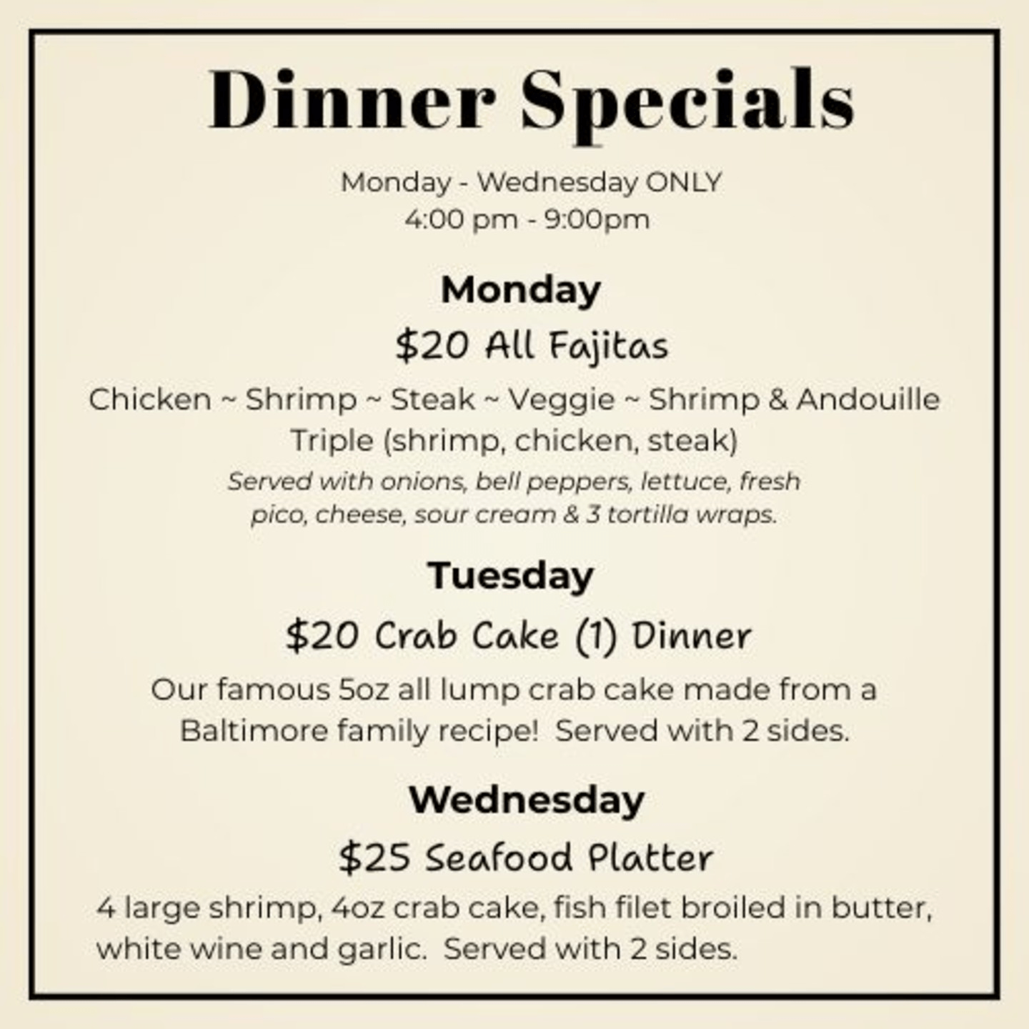 Dinner Specials