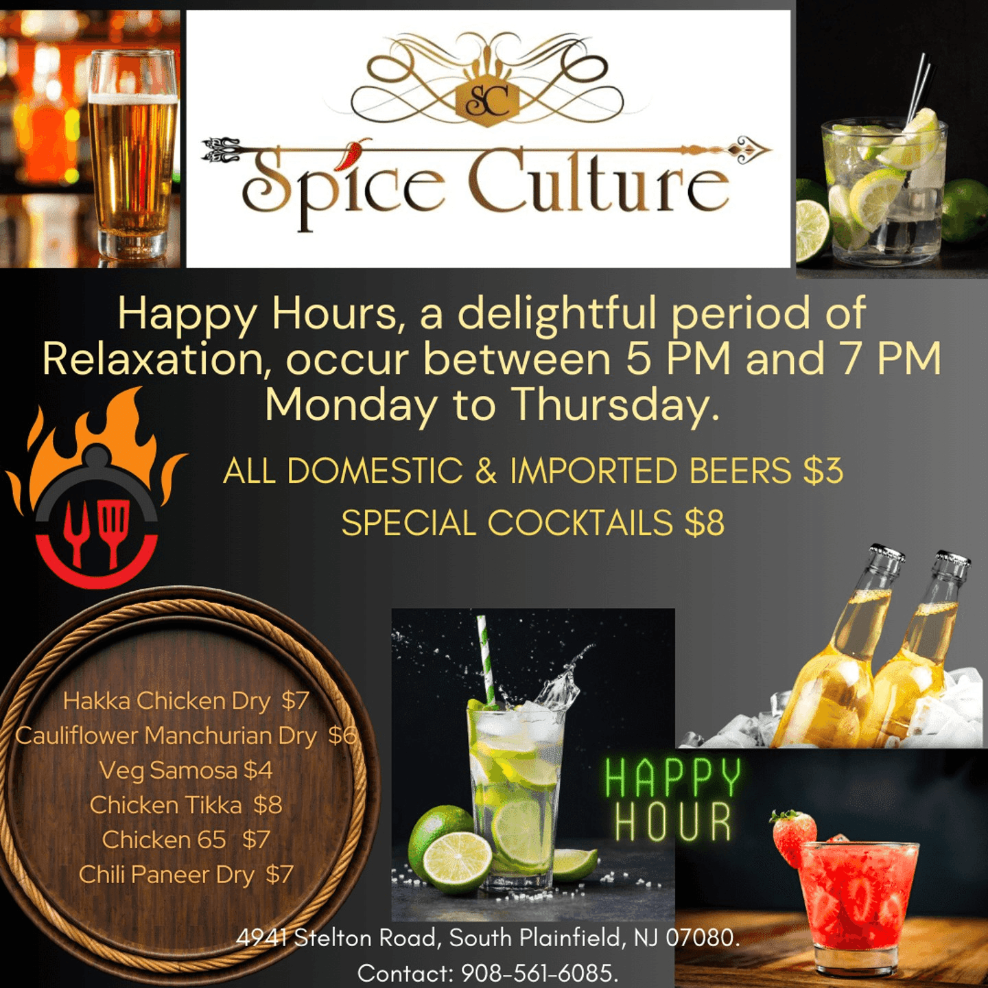 Happy Hours With Special Drinks & Food