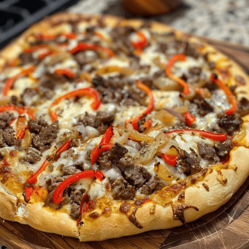 Philly Cheesesteak Thin Crust Pizza