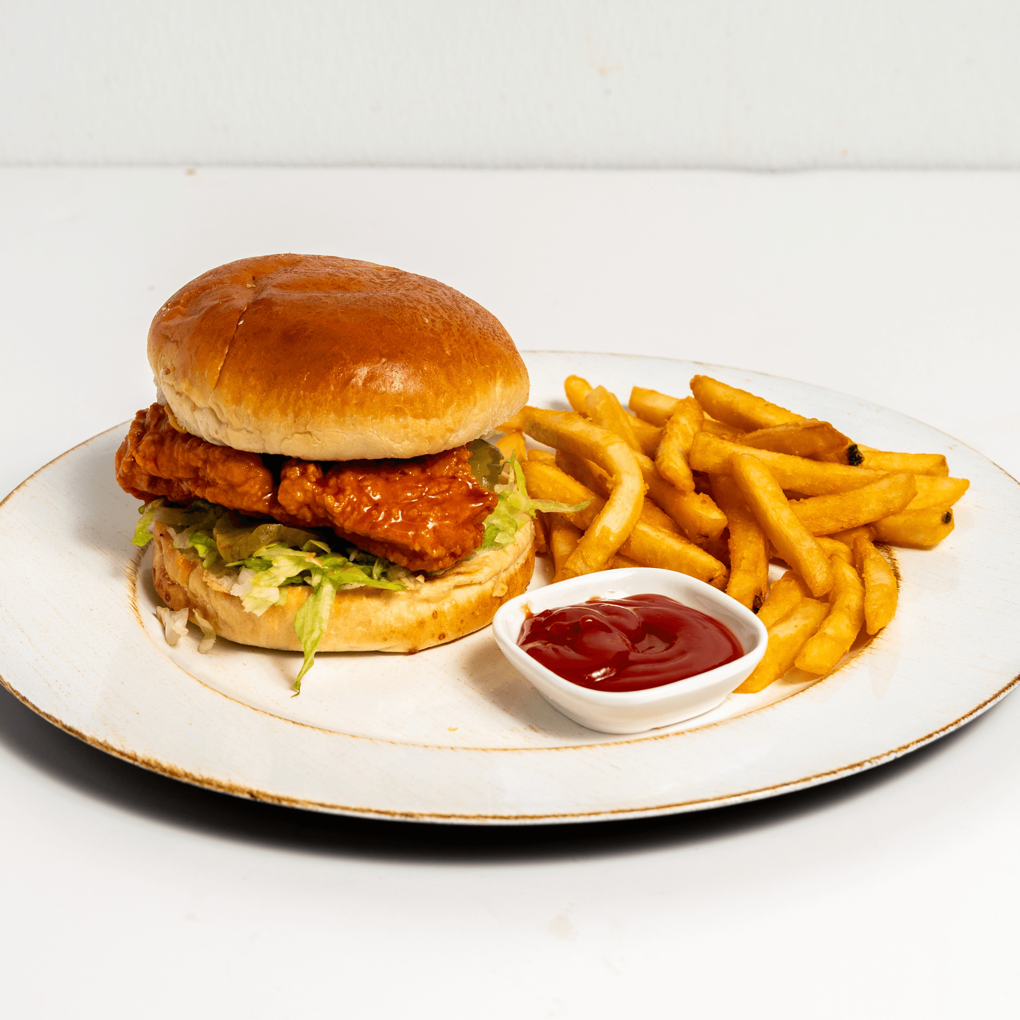 Honey hot fried chicken sandwich.