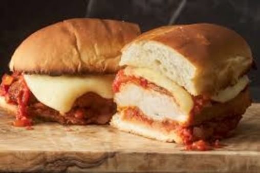 Aunt Margaret Eggplant Parm Sandwich.